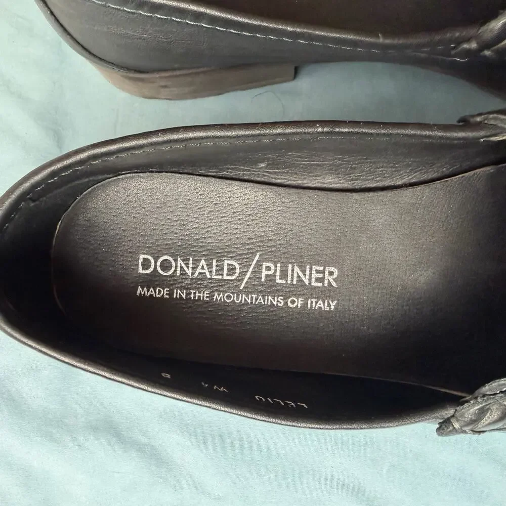 Donald Pliner Lelio Mens Black Leather Horsebit Loafers Size‎ 8 Italy Executive